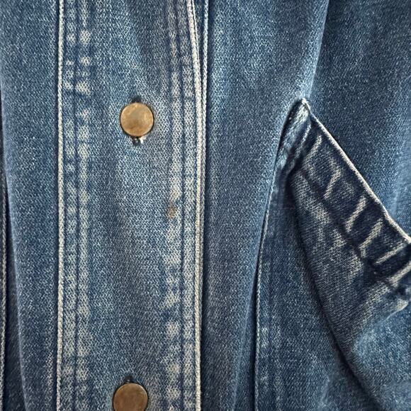 Crest Hollow Women's Medium Wash Pleated Oversized‎ Bomber Denim Jacket S - Picture 10 of 10